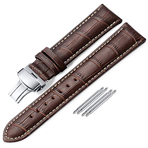 iStrap Uhrenarmbänder - Krokodilmuster Echtes Leder Männer Frauen - Bereitstellungsschnalle mit Druckknopf Armband - 18mm 19mm 20mm 21mm 22mm 24mm - Schwarz Braun iStrap Uhrenarmbänder - Krokodilmuster Echtes Leder Männer Frauen - Bereitstellungsschnalle mit Druckknopf Armband - 18mm 19mm 20mm 21mm 22mm 24mm - Schwarz Braun von iStrap