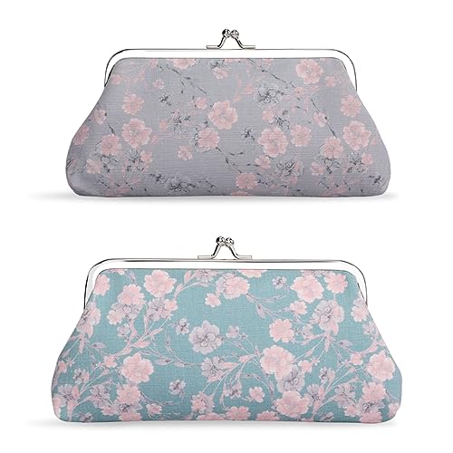 iSuperb 2 stücke Floral Geldbörse Vintage Beutel Kiss-lock Ändern Geldbörse Nette Schnalle Brieftaschen Handy Beutel Verschluss Schmuck Beutel, A, Münzgeldbörse von iSuperb