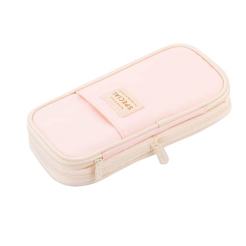 iSuperb Federmäppchen Leinwand Mäppchen Skalierbar Etui Stifte Schulmäppchen für Schüler Teenage Stationery Organizer Bag (Light Pink) von iSuperb