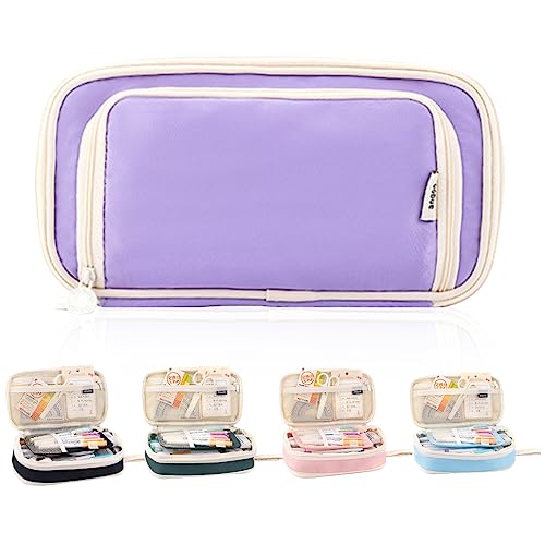 iSuperb Federmäppchen Mädchen Groß Aesthetic Faulenzer Mäppchen Etui Stifte Schulmäppchen Kosmetiktasche Kulturbeutel Herren Reise Kulturtasche Pencil Case Junge Teenage (Lila) von iSuperb