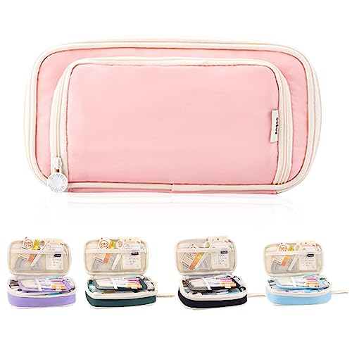 iSuperb Federmäppchen Mädchen Groß Aesthetic Faulenzer Mäppchen Etui Stifte Schulmäppchen Kosmetiktasche Kulturbeutel Herren Reise Kulturtasche Pencil Case Junge Teenage (Rosa) von iSuperb