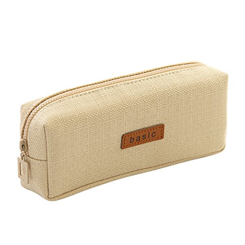 iSuperb Federmäppchen Mädchen Mäppchen Jungen Studenten Federmappe Unisex Stifte Organizer Kosmetiktasche klein Leinen Federtasche für Damen Einschulung Geschenk Schulsachen (Beige) von iSuperb