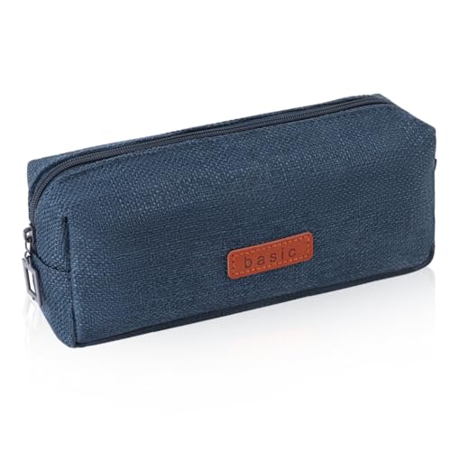 iSuperb Federmäppchen Mädchen Mäppchen Jungen Studenten Federmappe Unisex Stifte Organizer Kosmetiktasche klein Leinen Federtasche für Damen Einschulung Geschenk Schulsachen (Blau) von iSuperb
