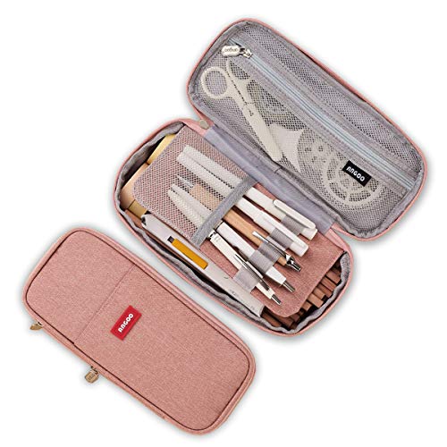 iSuperb Federmäppchen Studenten Mäppchen Skalierbar Etui Stifte Schulmäppchen Stiftemäppchen Groß Pencil Case für Mädchen, Junge Briefpapier Organizer-Tasche (Rosa1) von iSuperb