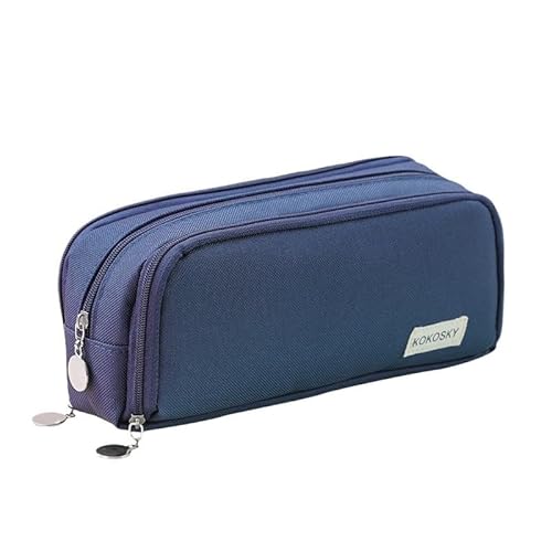 iSuperb Federmäppchen Teenager Mädchen Mäppchen Pencil Case Federtaschen Etui Stifte 3 Fach,Große Kapazität Mäppchen,Mäppchen Reißverschluss Tasche,für Schule & Büro (Dunkelblau) von iSuperb