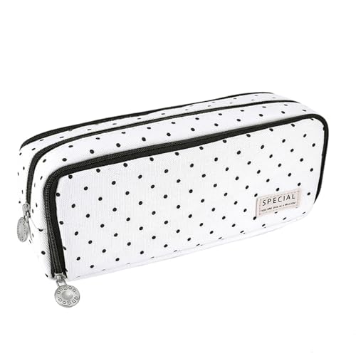 iSuperb Federmäppchen Teenager Mäppchen mit 3 Fächer Federtaschen Große Kapazität Pencil Case Studenten Mäppchen Etui Stifte Fach Reißverschluss Bleistifttasche Jungen Mädchen (Schwarz weiß) von iSuperb