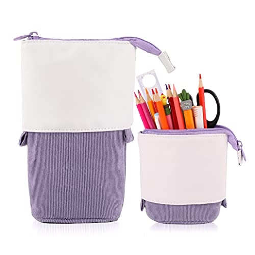 iSuperb Federmäppchen Verwandeln Mäppchen Ständer Pencil Case Bleistifthalter Einziehbarer Bleistiftetui Kosmetiktasche Organizer Schminktasche Mädchen Kosmetiktasche Organizer (Lila) von iSuperb