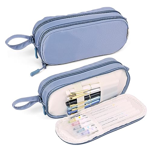 iSuperb Große Kapazität Federmäppchen Dual Zipper Layer Closure Pencil Pouch Tragbare Schreibwaren Stift Tasche für Büro Reise Halter Box von iSuperb