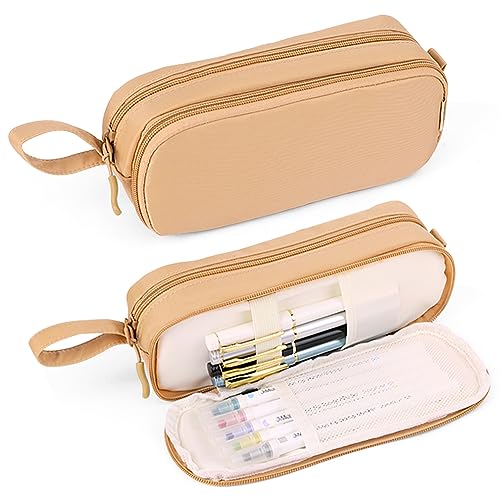 iSuperb Große Kapazität Federmäppchen Dual Zipper Layer Closure Pencil Pouch Tragbare Schreibwaren Stift Tasche für Büro Reise Halter Box von iSuperb