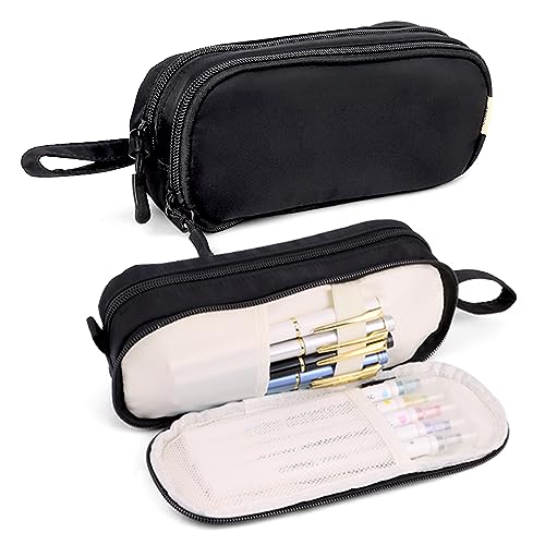 iSuperb Große Kapazität Federmäppchen Dual Zipper Layer Closure Pencil Pouch Tragbare Schreibwaren Stift Tasche für Büro Reise Halter Box von iSuperb