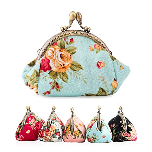 iSuperb Schnallen Portemonnaie Wallet Minibörse Minigeldbörse Münzbeutel Geldbörse Damen Vintage Geldsäckchen Kleingeldbörse Coin Purse für Mädchen(Blau) von iSuperb