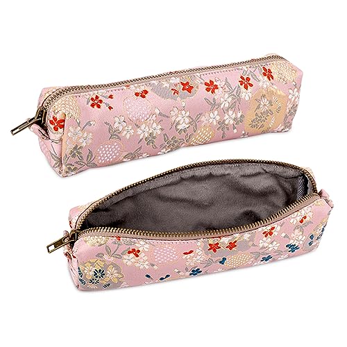 iSuperb Vintage Federmäppchen Stickerei Stift Beutel Reißverschluss Bleistift Tasche Frauen Make-up Tasche für Büro Organizer Aufbewahrungstasche (Rosa) von iSuperb