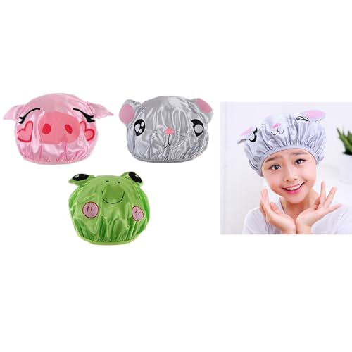 iSuperb Wasserdichte Duschhaube Cartoon Doppelschicht Duschhauben für Kinder Shower Caps von iSuperb