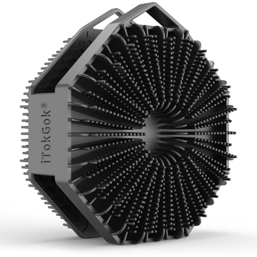 iTOKGOK Silber-infundiertes doppelseitiges Design, 2-in-1-Silikon-Körperschrubber für Männer, Körperpuffer für empfindliche Haut, ergonomischer, rutschfester Griff, langlebig und leicht zu reinigen, iTOKGOK Silber-infundiertes doppelseitiges Design, 2-in-1-Silikon-Körperschrubber für Männer, Körperpuffer für empfindliche Haut, ergonomischer, rutschfester Griff, langlebig und leicht zu reinigen, von iTOKGOK