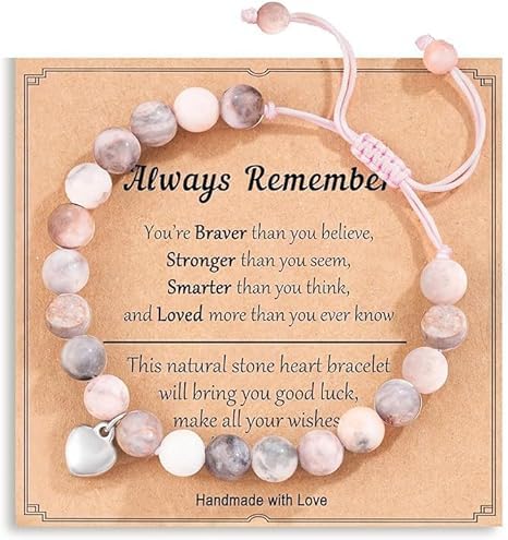 iTbxzzy Geschenke für Frauen Armband Natursteine Frau Idee Original Geschenk Teenager Mädchen Weihnachten Frau Geburtstagsgeschenk Armband (Rosa) von iTbxzzy
