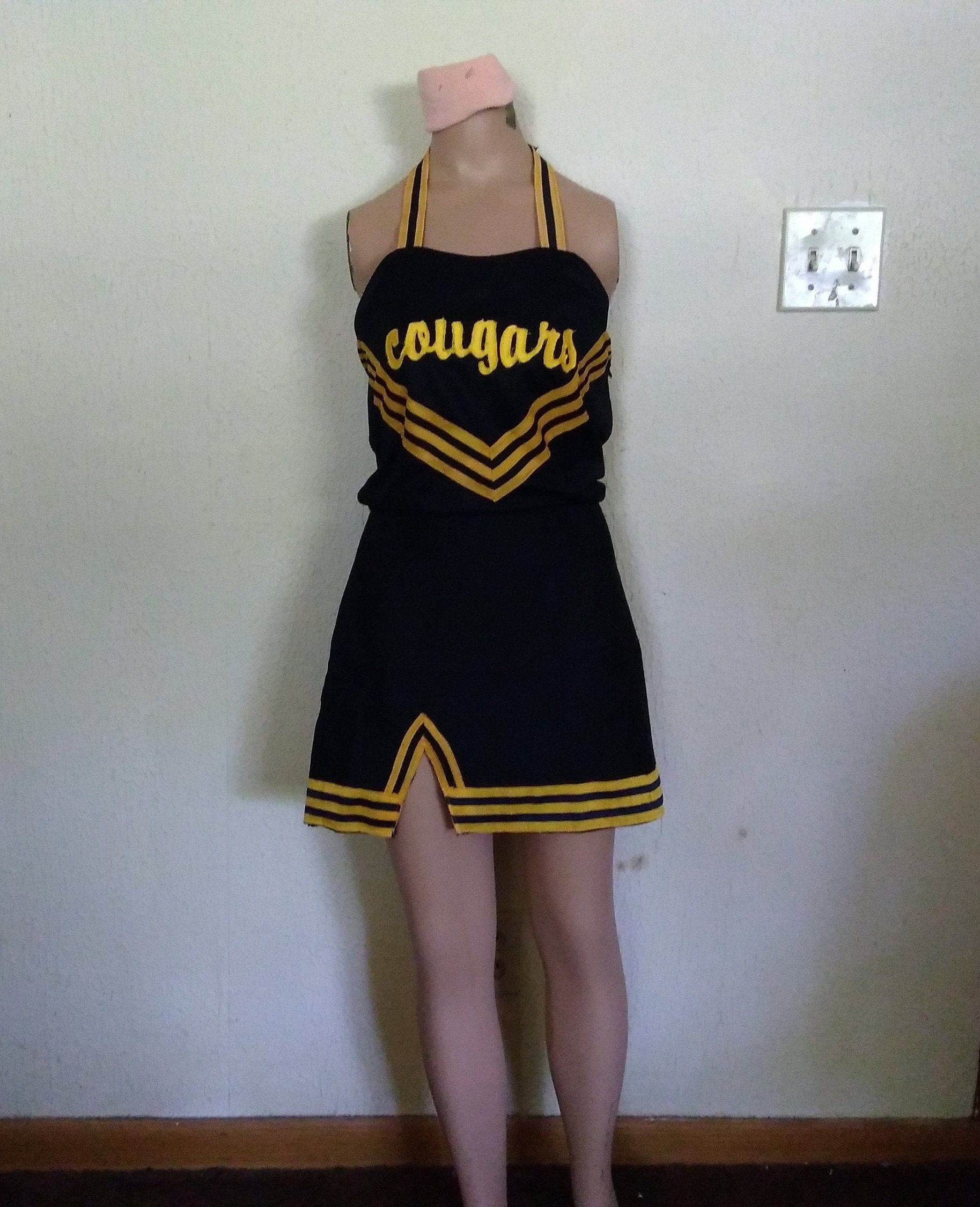 Cougars Tigers Schwarzes Band Cheerleader Uniform Fußballspiel Halloween Kostüm von iTreasureMine
