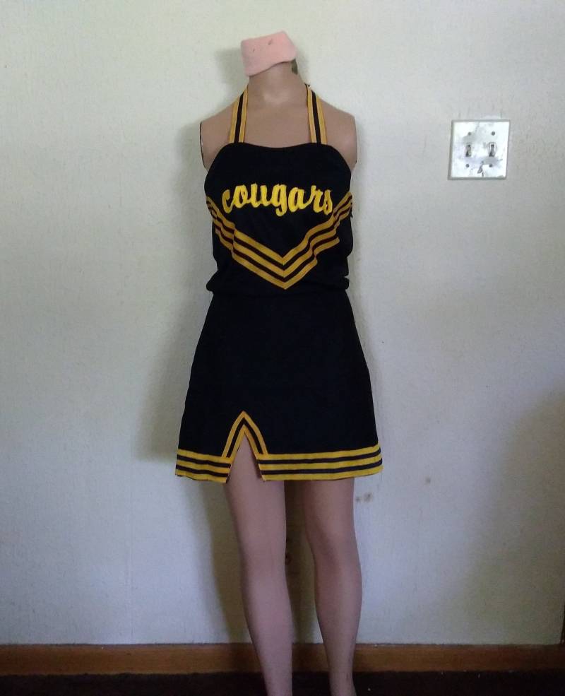 Cougars Tigers Schwarzes Band Cheerleader Uniform Fußballspiel Halloween Kostüm von iTreasureMine