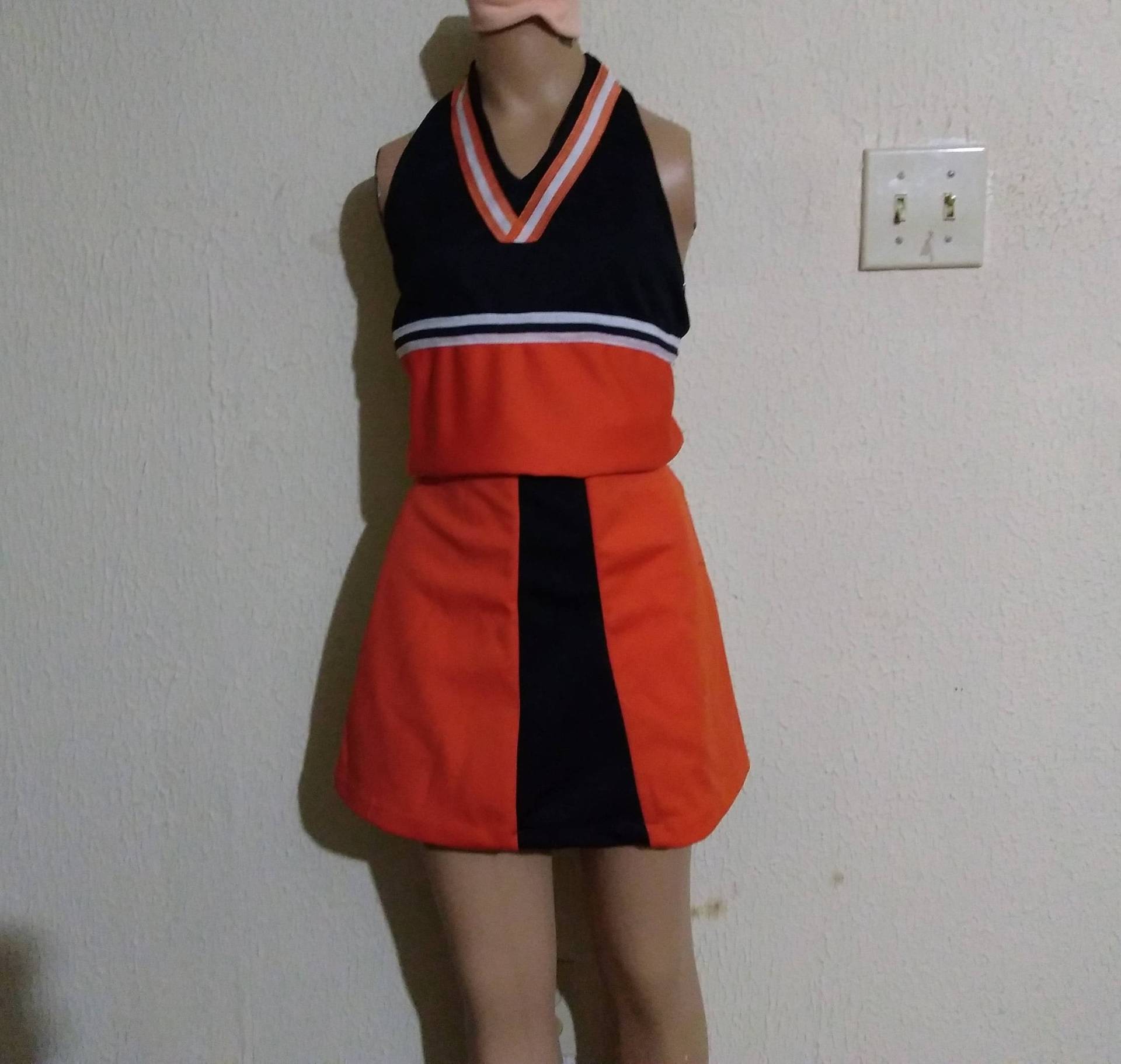 Orange Schwarz Cheerleader Uniform Fußball Halloween Kostüm Cosplay Anpassen von iTreasureMine
