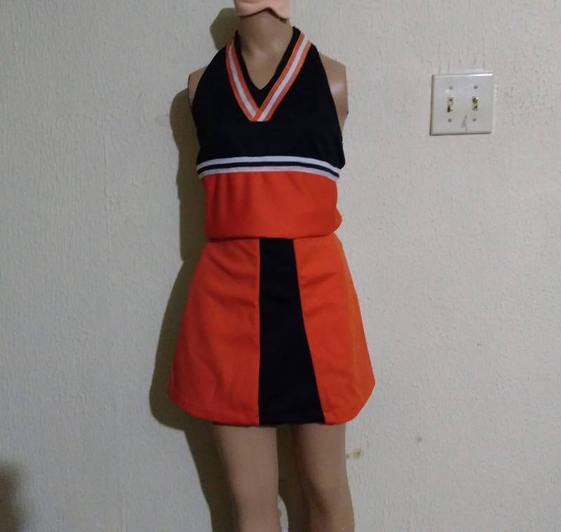 Orange Schwarz Cheerleader Uniform Fußball Halloween Kostüm Cosplay Anpassen von iTreasureMine