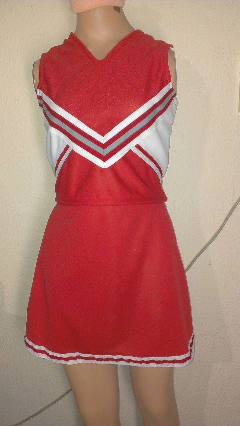 Rot Weißes Oberteil & Rock Cheerleader Uniform Football Spiel Spaß Halloween-Kostüm von iTreasureMine