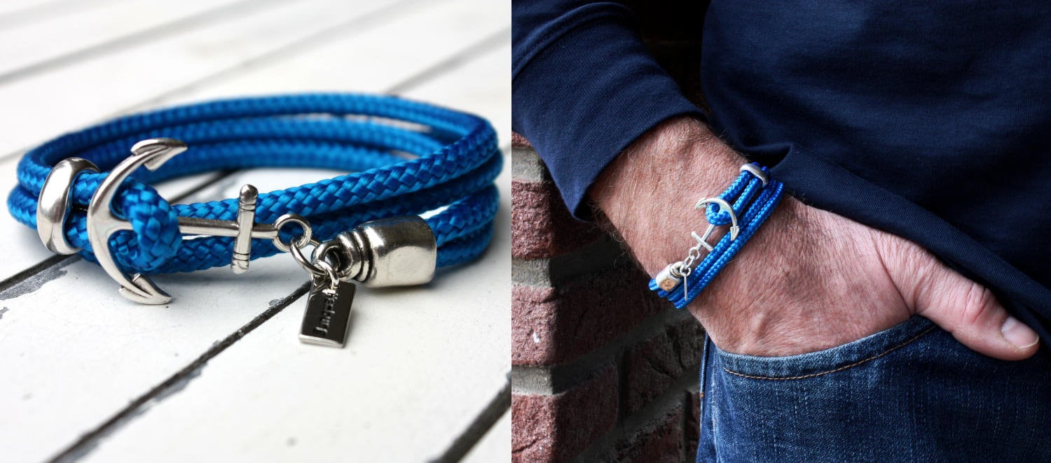 Herrenarmband Anker , Segelseilarmband Männer, Männerarmband, Armband Männer Ankerverschluss von iTuepfelSchmuck