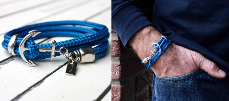 Herrenarmband Anker , Segelseilarmband Männer, Männerarmband, Armband Männer Ankerverschluss von iTuepfelSchmuck