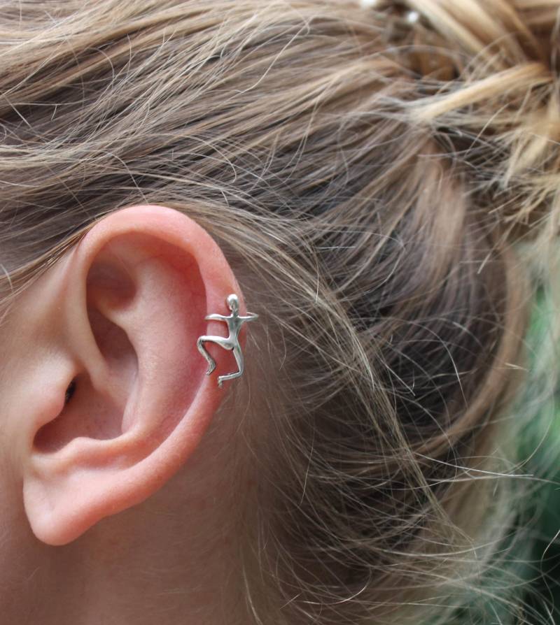 Ohrklemme, Mann Im Ohr, Ohrschmuck, Geschenk Ear Cuff, Silber Ohrklemme, Ohrklemme 925 Silber von iTuepfelSchmuck