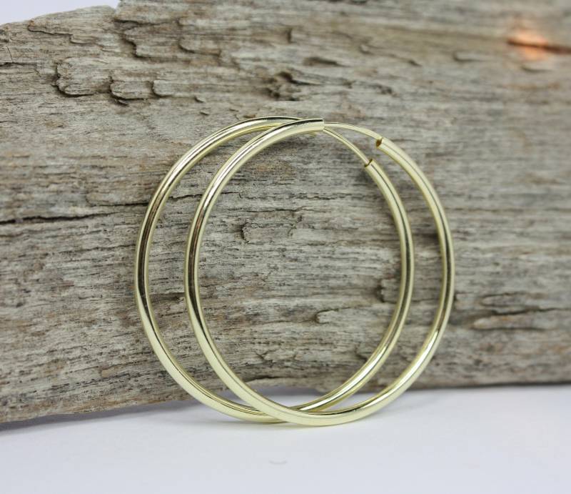 Ohrringe, Creolen Gold 38 Mm, Goldcreolen, Große Creolen, Ohrschmuck, Ohrringe Groß, 925 Silber Vergoldet Ohrschmuck von iTuepfelSchmuck