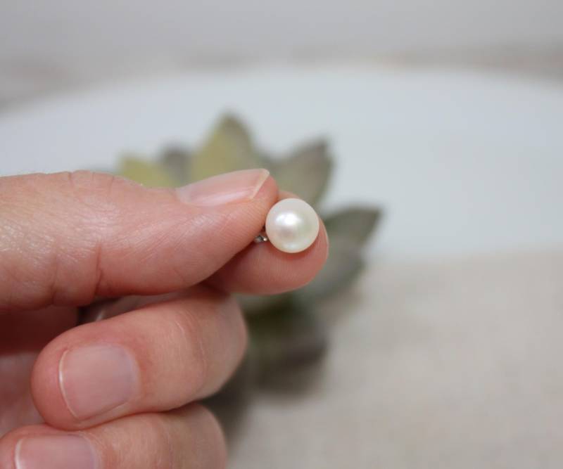 Süßwasserperlenohrstecker 8 Mm, Silber, Ohrstecker Perle/Bouton , Braut, Brautjungfer, Hochzeit, Ohrstecker, Süßwasserperlen, Geschenk von iTuepfelSchmuck