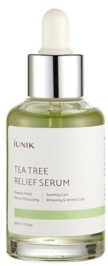 iUnik Gesichtsserum Tea Tree Relief Serum, Beruhigt irritierte Haut und regeneriert sie, entzündungshemmend. von iUnik