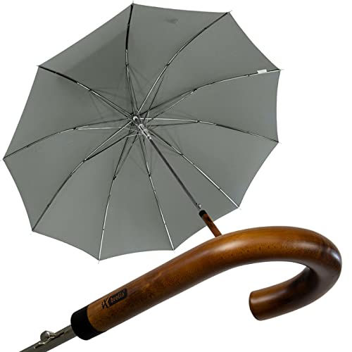 iX-brella Herren Stockschirm Automatik mit Echtholz-Rundhakengriff Grau von iX-brella