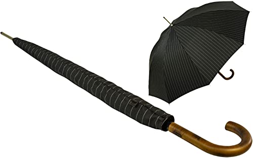 iX-brella Herren-Stockschirm Automatik mit Echtholz-Rundhakengriff - Nadelstreifen von iX-brella