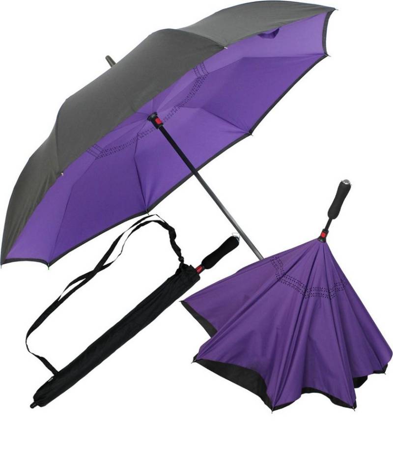 iX-brella Stockregenschirm Reverse-Schirm - umgedreht zu öffnen mit Automatik, umgedreht von iX-brella