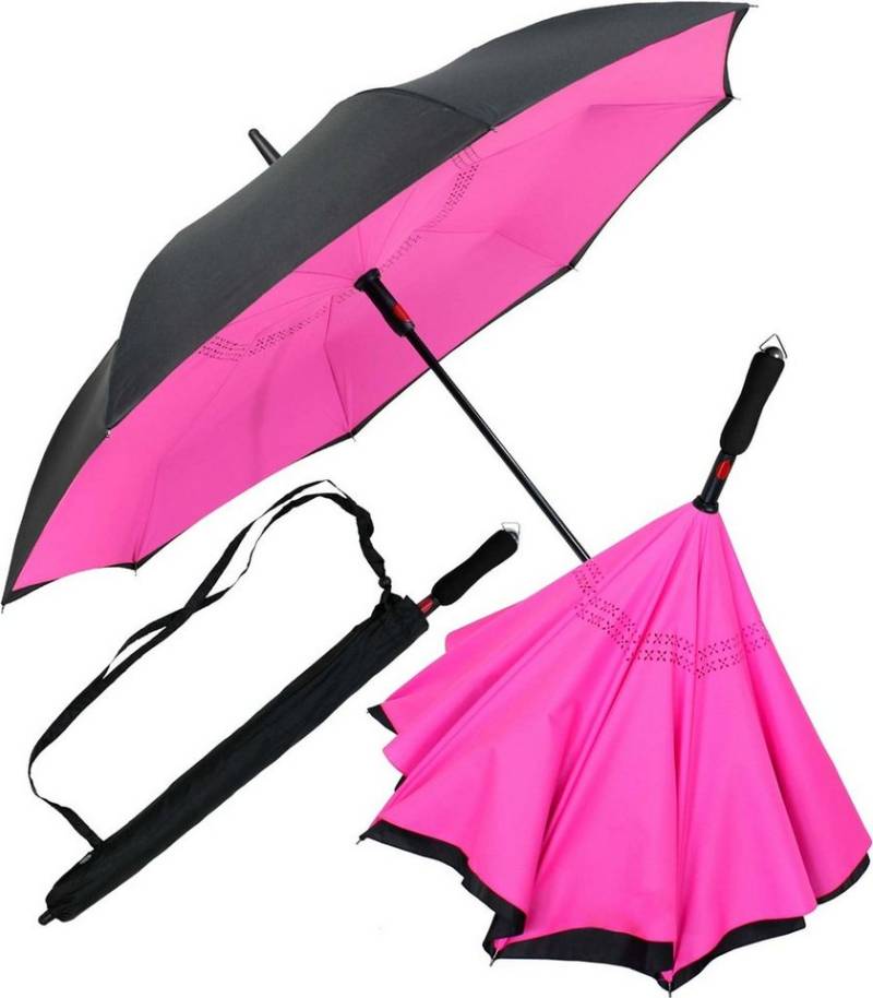 iX-brella Stockregenschirm Reverse-Schirm - umgedreht zu öffnen mit Automatik, umgedreht von iX-brella