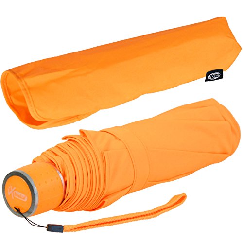 iX-brella Mini Ultra Light - Damen Taschenschirm mit großem Dach - extra leicht - neon orange von iX-brella