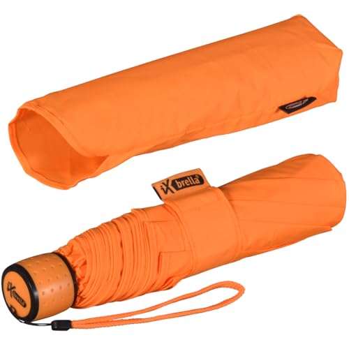 iX-brella Mini Ultra Light - Damen Taschenschirm mit großem Dach - extra leicht - neon orange von iX-brella