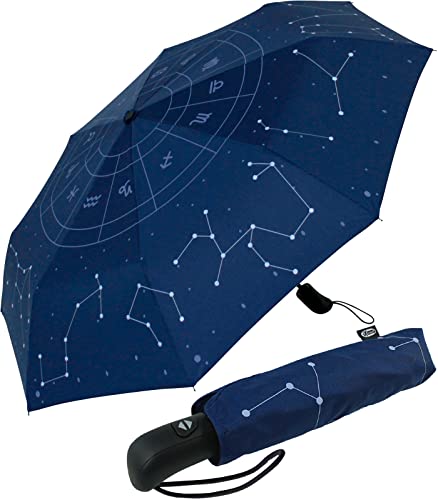 iX-brella Reflex Regenschirm Star Sign mit reflektierenden Sternbildern - Taschenschirm Auf-Zu-Automatik von iX-brella