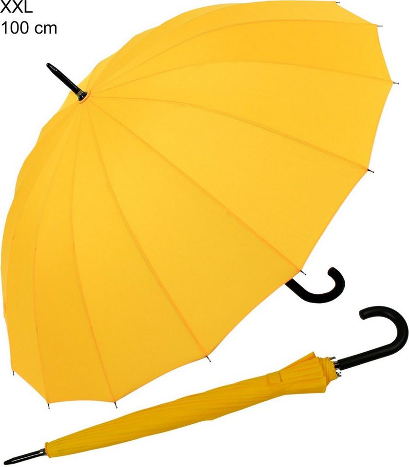 iX-brella Stockregenschirm mit 16-teiligem Dach und Auf-Automatik, mit Fiberglas-Stahl-Gestell, in vielen Farben von iX-brella