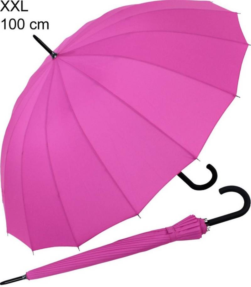 iX-brella Stockregenschirm mit 16-teiligem Dach und Auf-Automatik, mit Fiberglas-Stahl-Gestell, in vielen Farben von iX-brella