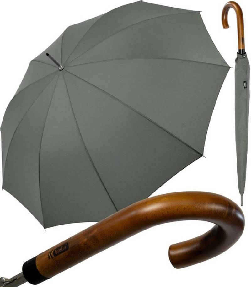 iX-brella Stockregenschirm High Quality mit Auf-Automatik und Stahlgestell, mit Echtholz-Rundhakengriff von iX-brella