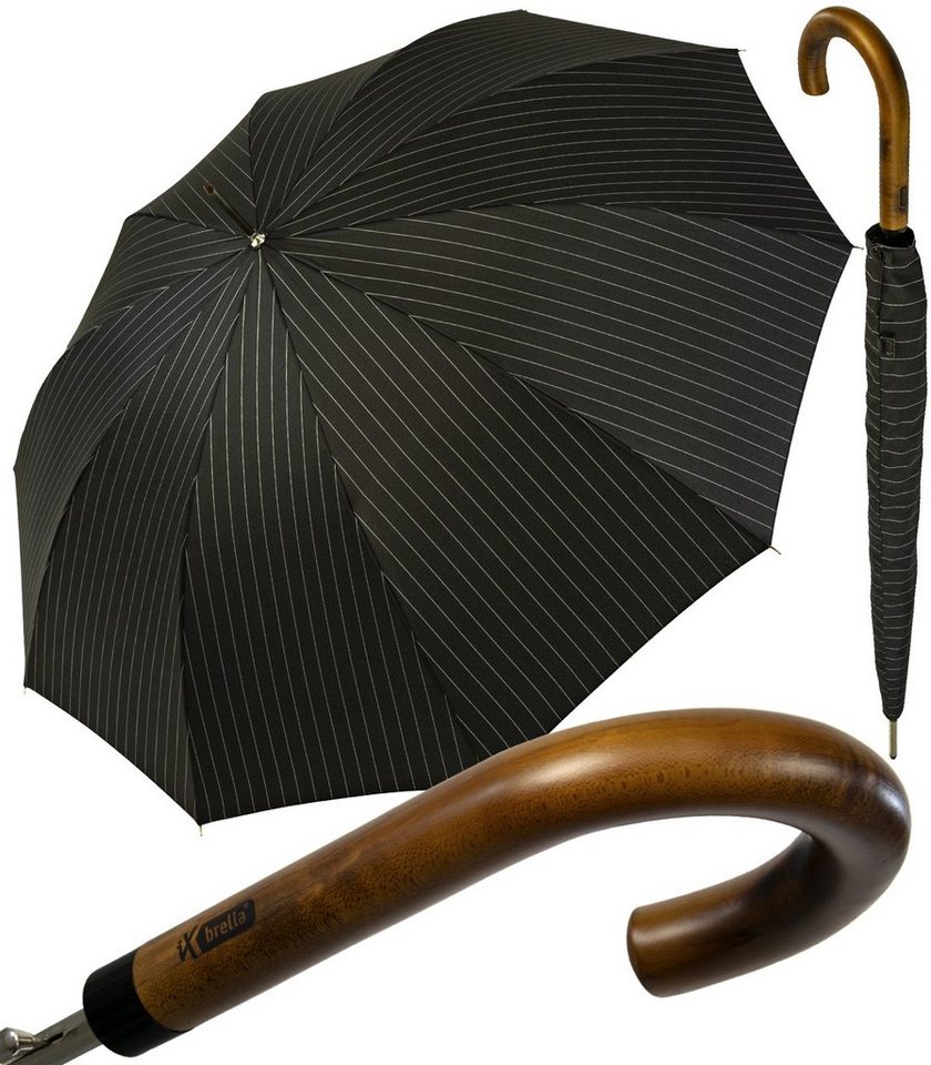 iX-brella Stockregenschirm High Quality mit Auf-Automatik und Stahlgestell, mit Echtholz-Rundhakengriff von iX-brella
