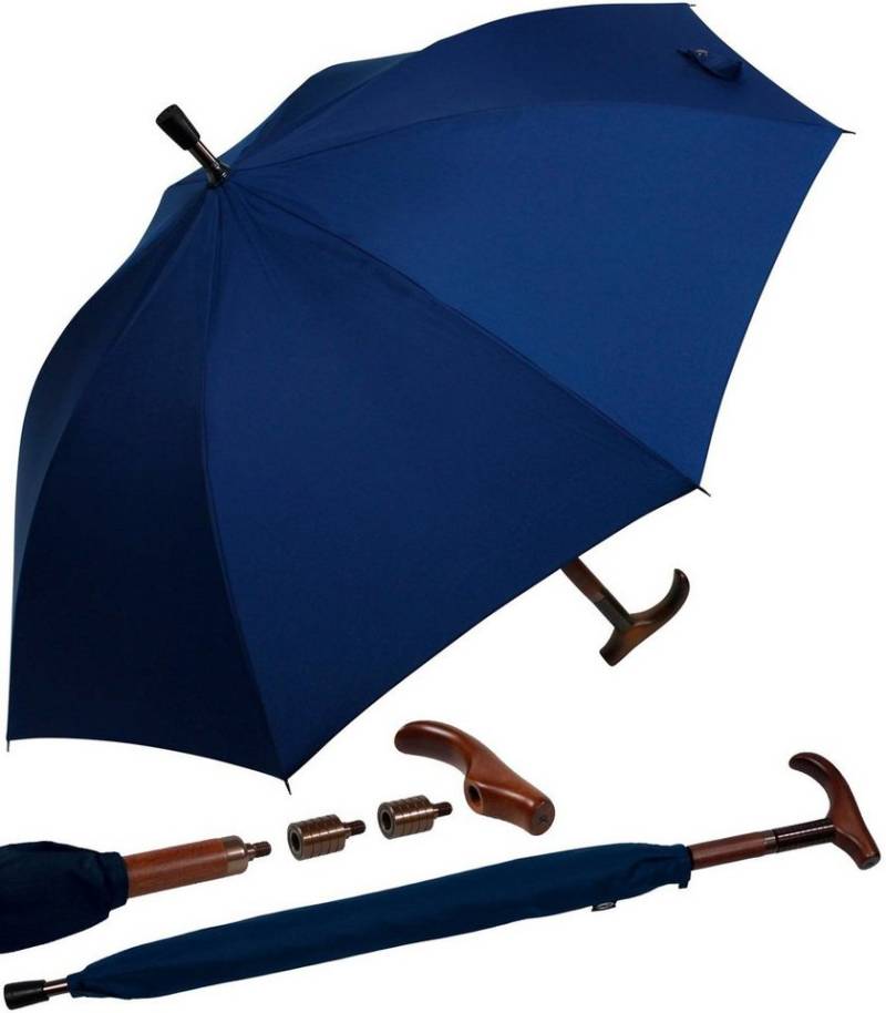 iX-brella Stockregenschirm Stützschirm mit Holzgriff - höhenverstellbar, sehr stabil, im klassischen Design von iX-brella