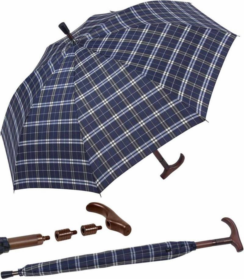 iX-brella Stockregenschirm Stützschirm mit Holzgriff - höhenverstellbar, sehr stabil, im klassischen Design von iX-brella