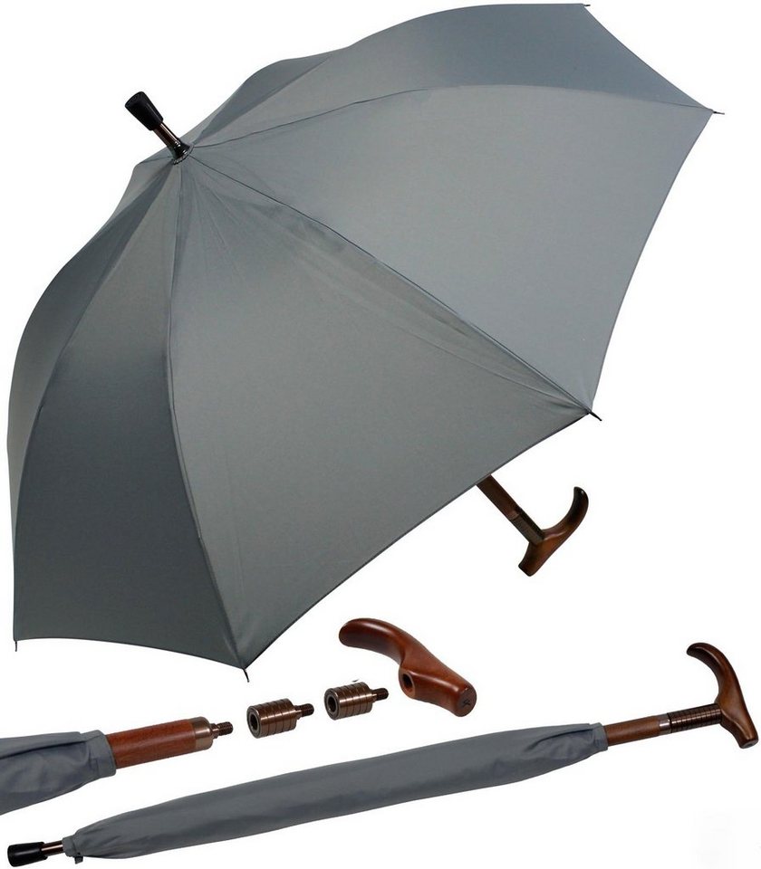 iX-brella Stockregenschirm Stützschirm mit Holzgriff - höhenverstellbar, sehr stabil, im klassischen Design von iX-brella