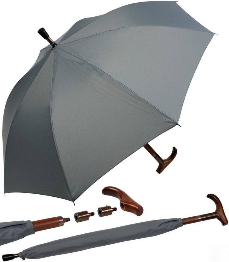 iX-brella Stockregenschirm Stützschirm mit Holzgriff - höhenverstellbar, sehr stabil, im klassischen Design von iX-brella
