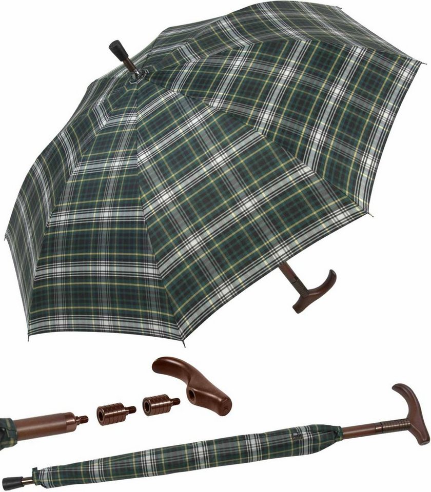 iX-brella Stockregenschirm Stützschirm mit Holzgriff - höhenverstellbar, sehr stabil, im klassischen Design von iX-brella