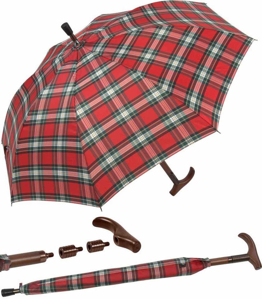 iX-brella Stockregenschirm Stützschirm mit Holzgriff - höhenverstellbar, sehr stabil, im klassischen Design von iX-brella