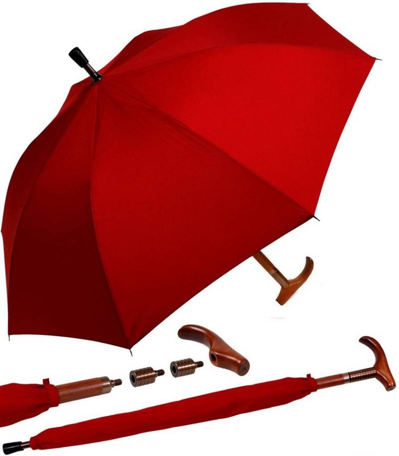 iX-brella Stockregenschirm Stützschirm mit Holzgriff - höhenverstellbar, sehr stabil, im klassischen Design von iX-brella