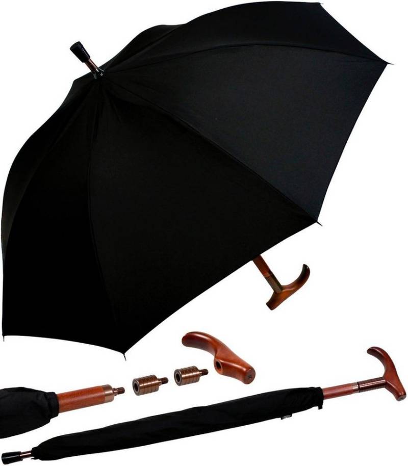 iX-brella Stockregenschirm Stützschirm mit Holzgriff - höhenverstellbar, sehr stabil, im klassischen Design von iX-brella