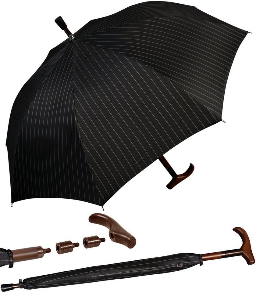 iX-brella Stockregenschirm Stützschirm mit Holzgriff - höhenverstellbar, sehr stabil, im klassischen Design von iX-brella
